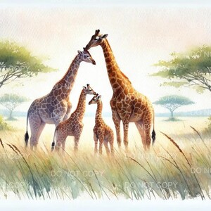 Stampa artistica da parete con giraffa - Decorazione per cameretta dei bambini in stile safari, illustrazione di una simpatica giraffa, poster di animali selvatici, opera d'arte per la cameretta dei bambini, amante dell'arte degli animali