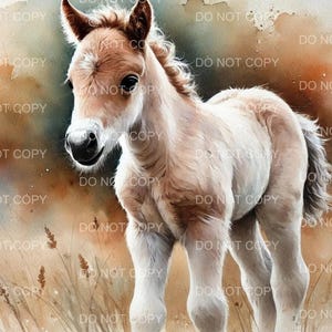 Stampa artistica da parete con puledro - Adorabile decorazione per la cameretta dei bambini, illustrazione di animali da fattoria, poster equestre per la cameretta dei bambini, opera d'arte rustica in stile country