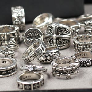 CH Boxed Silber punk Kreuz Blume ewige Ringe Gothic Schmuck unisex Hochzeit Geburtstag Party Geschenk