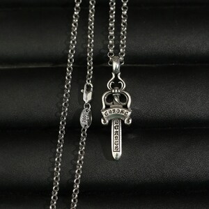 CH Boxed Silber punk Kleiner DolchAnhänger Halskette Gothic Schmuck unisex Geburtstags-Party-Geschenk 60 CM