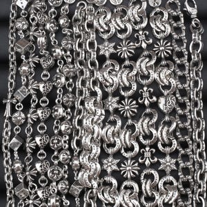 Pulsera de plata con forma de cruz punk y flor, con dados, cadena con alfabeto, joyería gótica con doble letra, unisex, regalo para boda, cumpleaños y fiesta