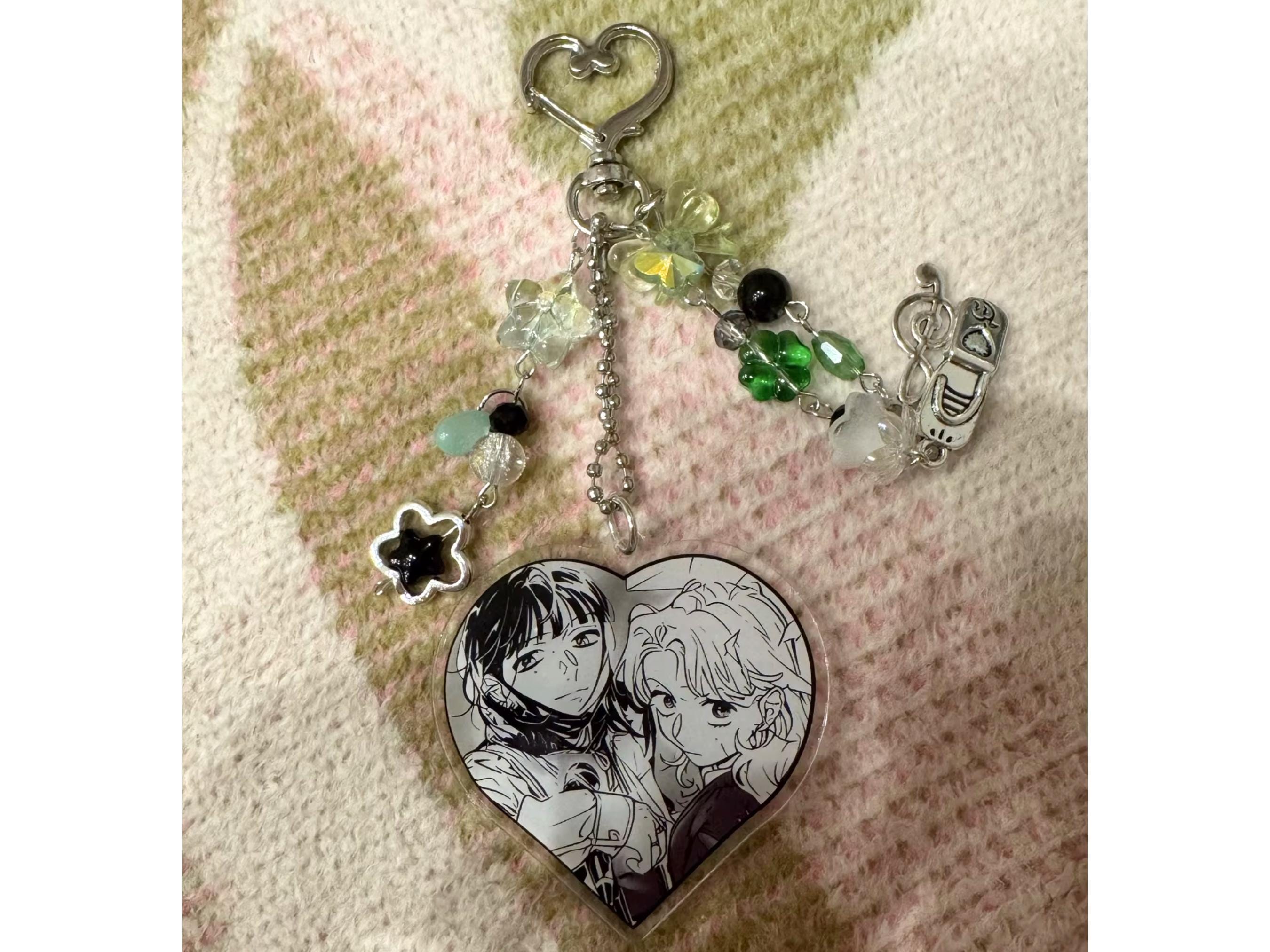 Green Yuri Keychain, the Guy She Was Interested in Keychain, Anime