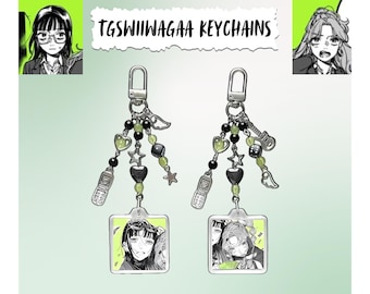 Matching tgswiiwagaa Keychains, Handmade Matching Beaded Keychains, Y2K Green Phone Charm, Dainty Gift for Her