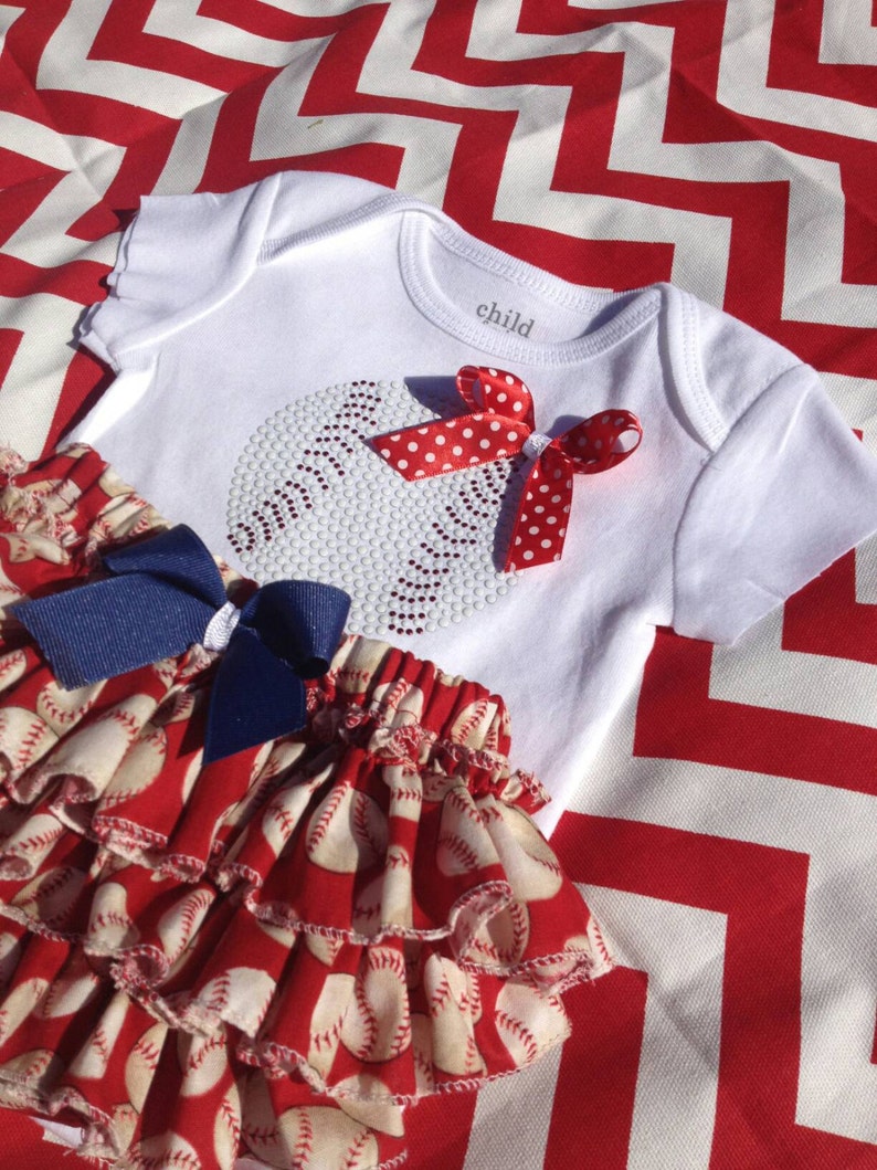 Baby girl baseball body suit /ruffled baseball bloomer/ Etsy