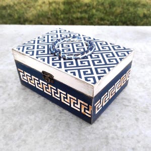 Ancient Greek Elegant Jewelry Box,Greek Key Decor Olive Branch Olive Tree Wreath Luxury Keepsake Box,Jewelry Holder Meander Chest,Greek Gift