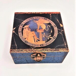 Organizzatore di anelli greci mitici della sfinge, portagioie antico della mitologia greca, portagioie, vaso greco, arte della ceramica, regalo fatto a mano