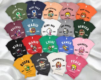 Mario Shirt, Mario Birthday Shirt, Mario Family Matching T-Shirts, Mario & Friends Party Matching Shirts, Mario Characters Gift T-Shirts