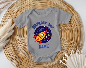 Personalized Space Rocket Toddler Shirt, Custom Kids Names Sweatshirt, Outer Space Astronaut Birthday Boy Baby Bodysuit, Birthday Boy Shirt