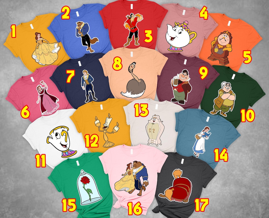 Custom Beauty And The Monster Family Matching T-Shirt, Beast Beauty Enchanted Rose Candela
