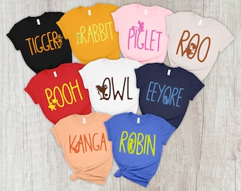 Camisetas de personajes de Pooh y sus amigos, camisetas de cosplay, camisetas familiares a juego para Halloween, camisetas a juego de los personajes de Winnie the Pooh.