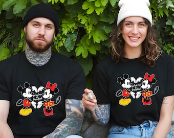 Vintage Mickey Minnie Couples Shirt, Disneyland Trip Matching Couples Shirt, Disney Family Wife Husband Shirt, Retro Disney Couple T-Shirt