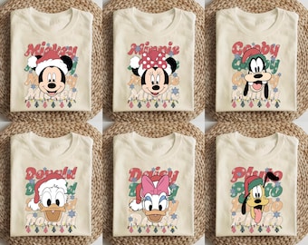 Camiseta navideña de Mickey y sus amigos de Disney, camisetas navideñas a juego para la familia de Mickey y sus amigos, body de bebé de Disney, camisetas infantiles de Mickey