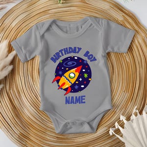 Personalized Space Rocket Toddler Shirt, Custom Kids Names Sweatshirt, Outer Space Astronaut Birthday Boy Baby Bodysuit, Birthday Boy Shirt