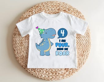 4th Birthday Kid Shirt, Roar I am Four Kids Sweatshirt, Dinosaur Birthday Gift, Boy Dino Shirt, Boy 4th Bday Party Shirt, Dino Toddler Shirt