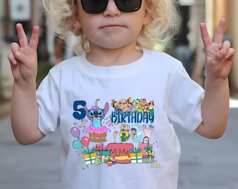 Custom Age Birthday Boy Shirt, Personalized Birthday,  Stitch Birthday Party Shirt, Custom Stitch Birthday Outfit, Disney Birthday Gift