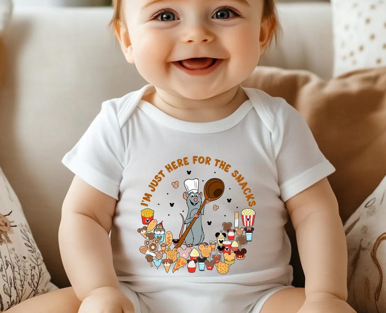 Disney Ratatouille Toddler T-Shirt, Disney Remy Toddler Shirt, Disney Snacks Kids Shirt, I'm Just Here For The Snacks Toddler Shirt immagine 2