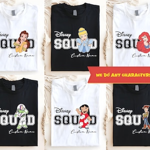 Disney Squad Shirts, Disney Couples, Disney Custom Squad Shirt, Disney Family Tee, Disney Trip Tee, Disney Squad All Character Shirts