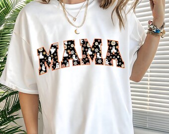 Comfort Colors® Halloween Mama Shirt, Comfort Colors® Halloween Women Shirt, Mom Halloween Shirt, Spooky Mama Shirt, Cute Floral Ghost Shirt