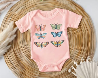 Cute Butterflies In A Row Toddler Shirt, Fun Kids Shirts, Butterfly Lover Baby Bodysuit, Butterflies Kids Sweatshirt, Boho Butterfly Shirt