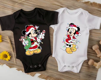 Disney Mickey and Minnie Christmas Shirt, Disneyland Christmas Shirt, Mickey Minnie Baby Bodysuit, Mickey Minnie Christmas Couple T-Shirts