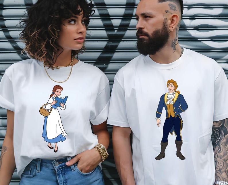 Custom Beauty And The Monster Family Matching T-Shirt, Beast Beauty Enchanted Rose Candelabra Group Matching Shirts, Movie Matching T-Shirt image 6