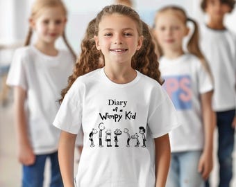 Camiseta de Diario de un chico en apuros, jersey del Día Mundial del Libro, camiseta de dibujos animados de Wimpy el ratón de biblioteca, camiseta infantil del Día del Libro, camiseta de Diario de un chico en apuros