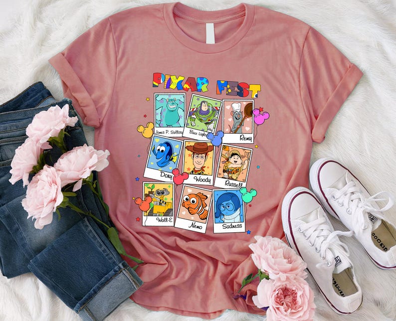 Disney Characters Photos Shirt, Toy Story Remy Monster Inc Balloons Shirt, Disney Fest Shirt, Disneyland Family Disney Fest Toddler Shirt imagem 3