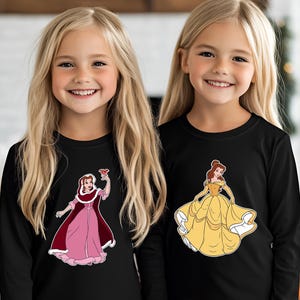 Custom Beauty And The Monster Family Matching T-Shirt, Beast Beauty Enchanted Rose Candelabra Group Matching Shirts, Movie Matching T-Shirt image 5