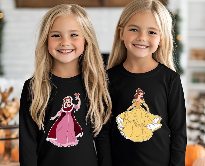 Custom Beauty And The Monster Family Matching T-Shirt, Beast Beauty Enchanted Rose Candelabra Group Matching Shirts, Movie Matching T-Shirt image 5