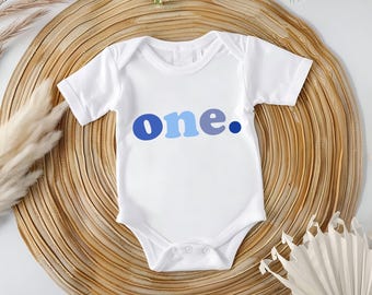 Bold "One" 1st Birthday Toddler Shirt, Baby Boys First Birthday Outfit, Cake Smash Outfit for Toddlers, Turning One Birthday Baby Bodysuit