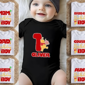 Disney Winnie The Pooh Birthday Shirt, Personalized Birthday Baby Bodysuit, Pooh Party Shirt, Pooh Kids Shirt, Pooh Birthday Boy T-Shirt