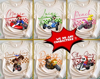Camiseta de Super Mario Kart, Camisetas grupales de Super Mario Kart Bros, Camisetas familiares a juego del universo épico de Mario, Camiseta de Super Mario