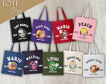 Bolsa de tela Super Mario Est., Bolsa de tela Mario Est., Bolsa de tela Mario y sus amigos, Bolsa de regalo, Bolsa de tela de algodón, Regalo para amigos, Bolsa de tela para viajes en grupo