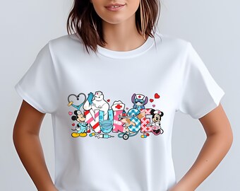 Disney Nurse Characters Shirt, Disney Nurse T-shirt, Nursing School Student Gift, Nurse Week Shirt, Gift For Nurse, Disney Nurse T-Shirt