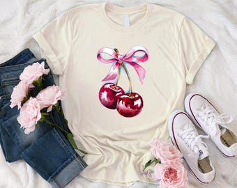 Cherry T-Shirt, Valentine Cherry Shirt, Disney Coquette T-Shirt, Gift for Her, Cherry Coquette Bow Shirt, Valentine Gift Shirt, Cherry Shirt
