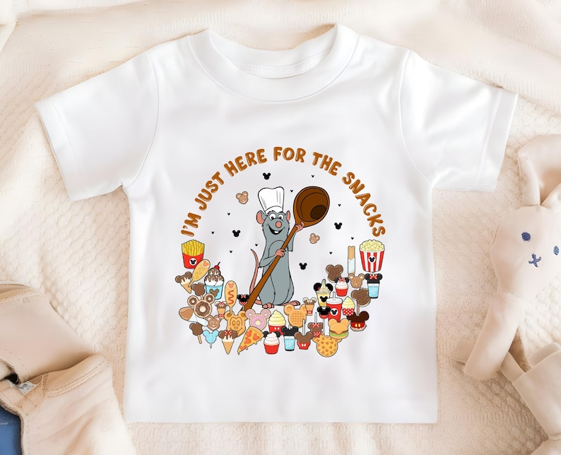 Disney Ratatouille Toddler T-Shirt, Disney Remy Toddler Shirt, Disney Snacks Kids Shirt, I'm Just Here For The Snacks Toddler Shirt immagine 5