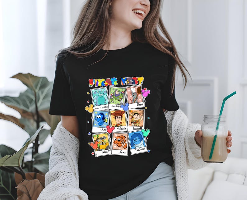 Disney Characters Photos Shirt, Toy Story Remy Monster Inc Balloons Shirt, Disney Fest Shirt, Disneyland Family Disney Fest Toddler Shirt imagem 6