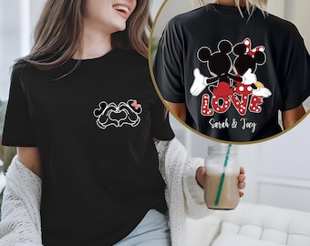 Custom Disney Love Shirt, Matching Custom Couples Shirt, Mickey and Minnie Shirt, Lovely Shirt, Disney Couple Shirt, Two-Sided Couple Shirt