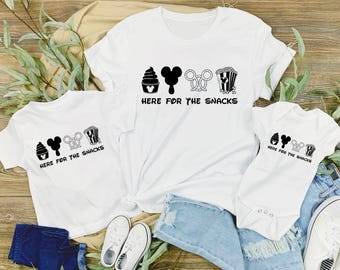 Disney Here for the Snacks Kids T-Shirt, Mickey Snacks Baby Bodysuit, Disney Kids Snack Goals T-Shirt, Disney Family Trip Matching Shirts