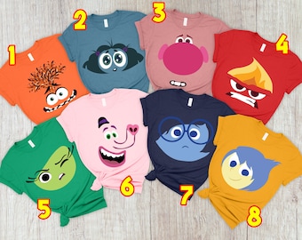 Camiseta con caras de los personajes de Inside Out, camiseta de Inside Out 2, camiseta a juego para grupos de Inside Out, camiseta para fiesta de Halloween familiar de Inside Out