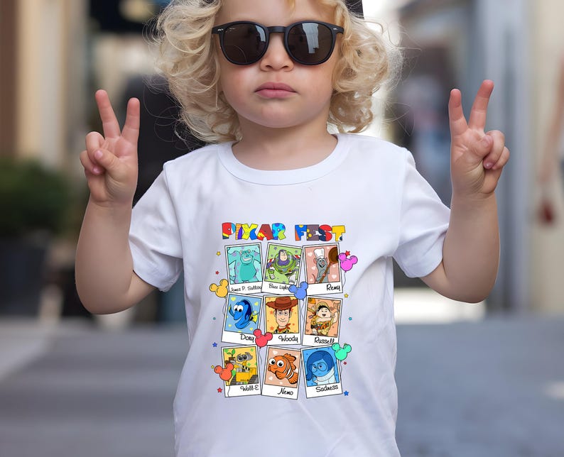 Disney Characters Photos Shirt, Toy Story Remy Monster Inc Balloons Shirt, Disney Fest Shirt, Disneyland Family Disney Fest Toddler Shirt imagem 2