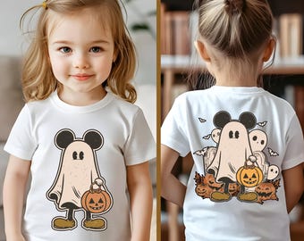 2-Sided Mickey Ghost Toddler T-Shirt, Mickey Ghost Halloween Kids Shirt, Ghost Baby Bodysuit, Mickey Halloween Shirt, Trick Or Treat Shirt