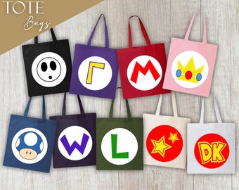 Bolsa de tela con el logotipo de Super Mario, bolsa de tela con el logotipo de Mario, bolsa de tela con Mario y sus amigos, bolsa de regalo, bolsa de tela de algodón, regalo para amigos, bolsa de tela para viajes en grupo