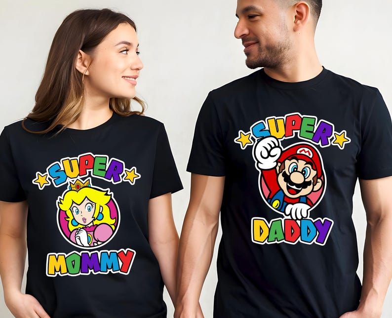 Personalized Mario And Friends Family Matching Shirts, Gaming Matching Family T-Shirt, Mario Game Custom T-Shirt, Custom Mario Shirt image 4