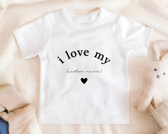I Love My Custom Baby Bodysuit, Custom Name Baby Bodysuit, Personalized Gift, Custom Name Toddler T-Shirt, Natural Baby Bodysuit