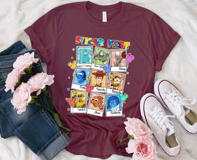 Disney Characters Photos Shirt, Toy Story Remy Monster Inc Balloons Shirt, Disney Fest Shirt, Disneyland Family Disney Fest Toddler Shirt imagem 4
