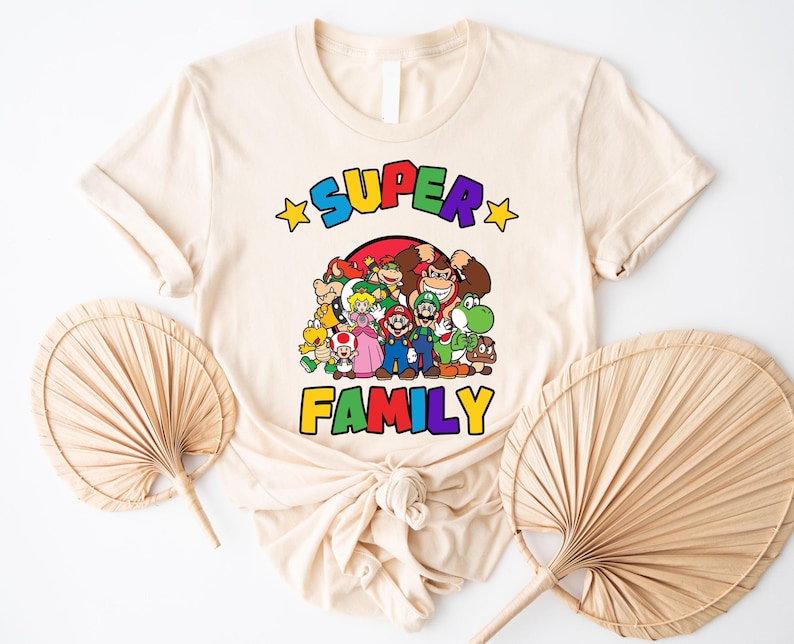 Personalized Mario And Friends Family Matching Shirts, Gaming Matching Family T-Shirt, Mario Game Custom T-Shirt, Custom Mario Shirt image 3