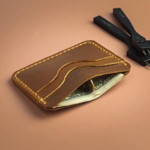 Compact Front Pocket Wallet, Personalized Leather Card Holder, Anniversary Gift for husband, Gift for him, Custom Engraving, Leather Wallet