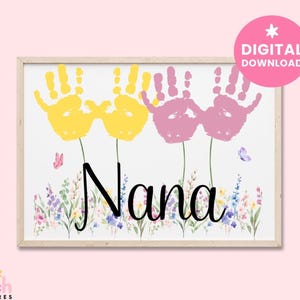 Arte com flores da mão da vovó: lembrança do Dia das Mães (download digital)