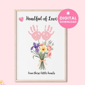 Arte de impressão de mão para o Dia das Mães: buquê de flores como lembrança (download digital)